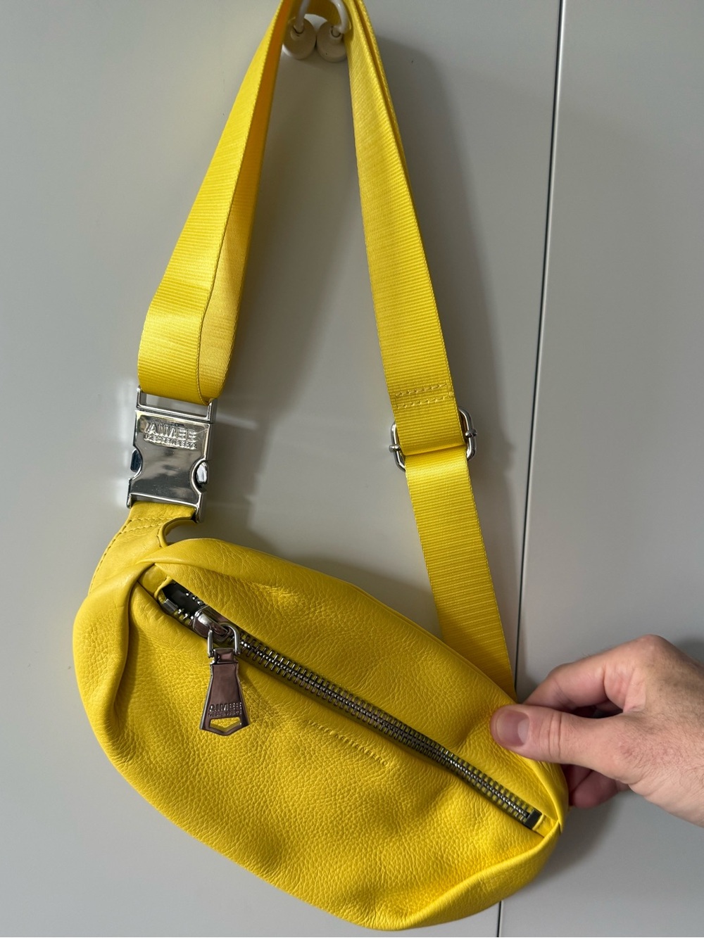Aimee KestenbergYellow Leather Belt Bag with Silver Hardware